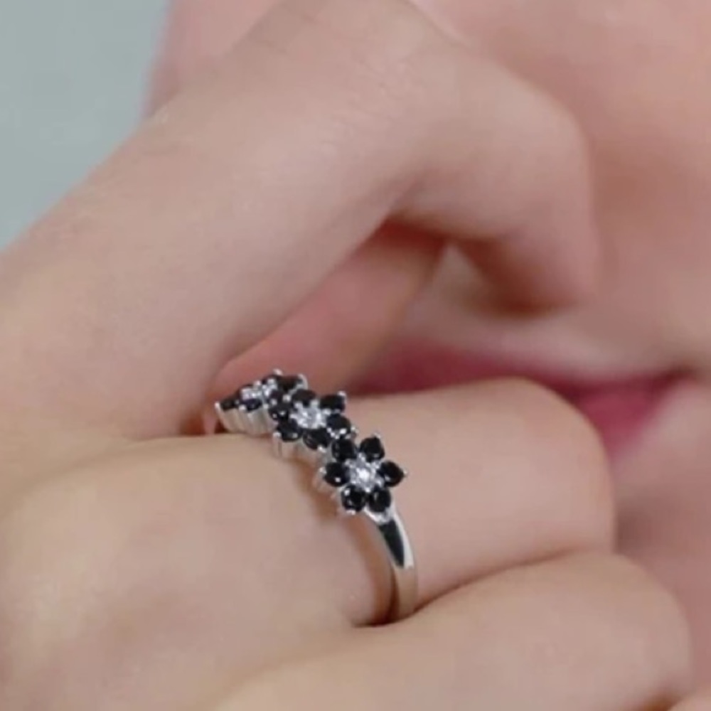 New S925 Black Spinel Diamond Sterling Silver Ring - Picture 4 of 4